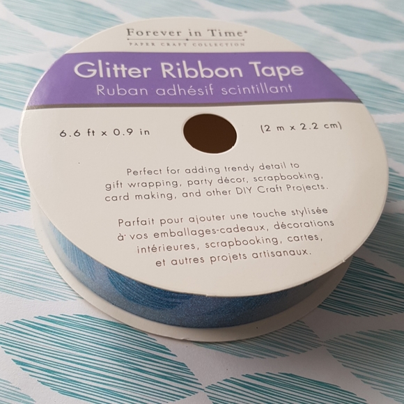 Blue Glitter Ribbon Tape - Picture 3 of 3